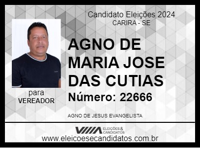 Candidato AGNO DE MARIA JOSE DAS CUTIAS 2024 - CARIRA - Eleições