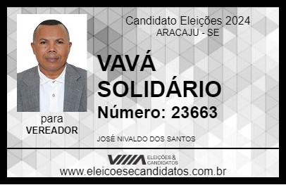 Candidato VAVÁ SOLIDÁRIO 2024 - ARACAJU - Eleições