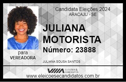 Candidato JULIANA MOTORISTA 2024 - ARACAJU - Eleições