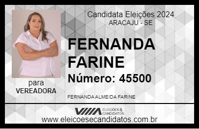 Candidato FERNANDA FARINE 2024 - ARACAJU - Eleições