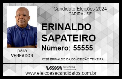 Candidato ERINALDO SAPATEIRO 2024 - CARIRA - Eleições