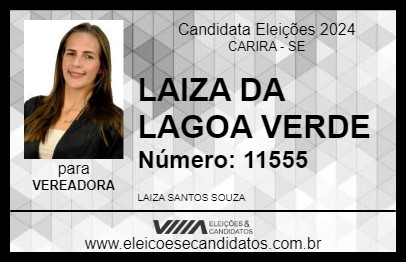 Candidato LAIZA DA LAGOA VERDE 2024 - CARIRA - Eleições