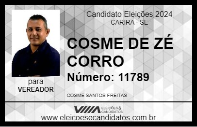 Candidato COSME DE ZÉ CORRO 2024 - CARIRA - Eleições