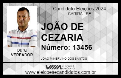 Candidato JOÃO DE CEZARIA 2024 - CARIRA - Eleições