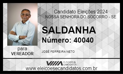 Candidato SALDANHA 2024 - NOSSA SENHORA DO SOCORRO - Eleições