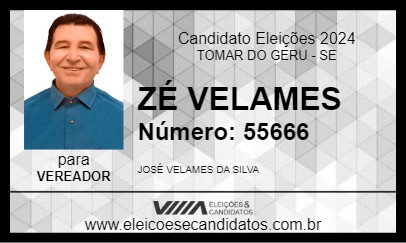 Candidato ZÉ VELAMES 2024 - TOMAR DO GERU - Eleições