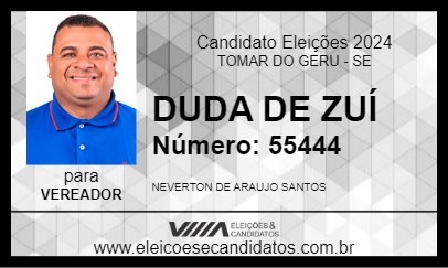 Candidato DUDA DE ZUÍ 2024 - TOMAR DO GERU - Eleições