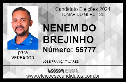 Candidato NENEM DO BREJINHO 2024 - TOMAR DO GERU - Eleições