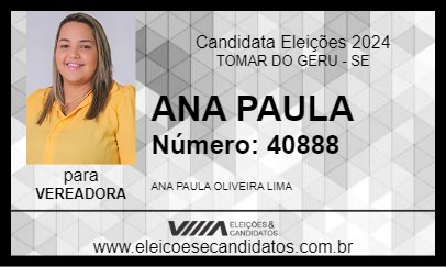 Candidato ANA PAULA 2024 - TOMAR DO GERU - Eleições