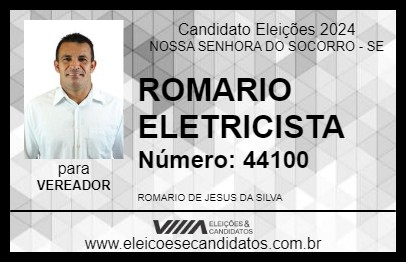 Candidato ROMARIO ELETRICISTA 2024 - NOSSA SENHORA DO SOCORRO - Eleições