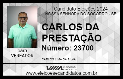 Candidato CARLOS DA PRESTAÇÃO 2024 - NOSSA SENHORA DO SOCORRO - Eleições