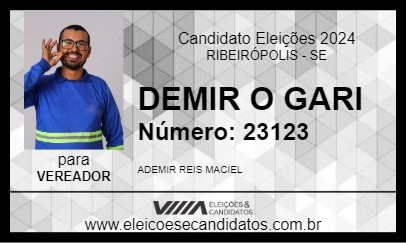 Candidato DEMIR  O GARI  2024 - RIBEIRÓPOLIS - Eleições