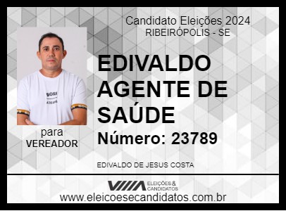 Candidato EDIVALDO AGENTE DE SAÚDE 2024 - RIBEIRÓPOLIS - Eleições