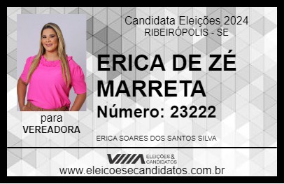 Candidato ERICA DE ZÉ MARRETA 2024 - RIBEIRÓPOLIS - Eleições