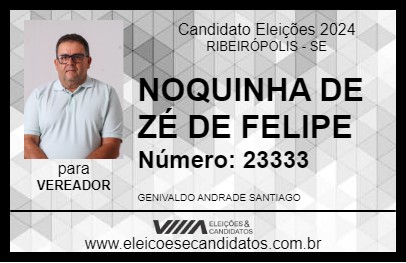 Candidato NOQUINHA DE ZÉ DE FELIPE 2024 - RIBEIRÓPOLIS - Eleições