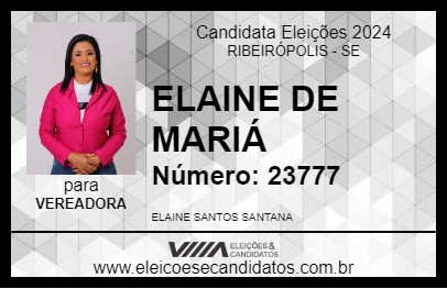 Candidato ELAINE DE MARIÁ 2024 - RIBEIRÓPOLIS - Eleições