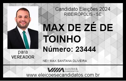 Candidato MAX DE ZÉ DE TOINHO 2024 - RIBEIRÓPOLIS - Eleições