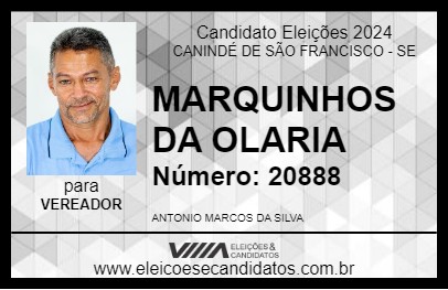 Candidato MARQUINHOS DA OLARIA 2024 - CANINDÉ DE SÃO FRANCISCO - Eleições