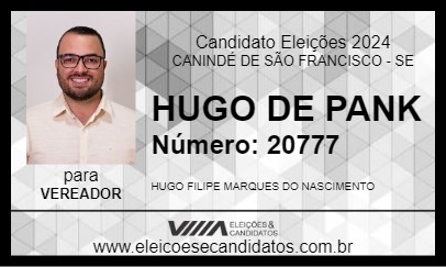 Candidato HUGO DE PANK 2024 - CANINDÉ DE SÃO FRANCISCO - Eleições