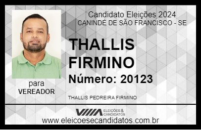 Candidato THALLIS FIRMINO 2024 - CANINDÉ DE SÃO FRANCISCO - Eleições