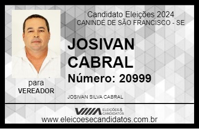 Candidato JOSIVAN CABRAL 2024 - CANINDÉ DE SÃO FRANCISCO - Eleições