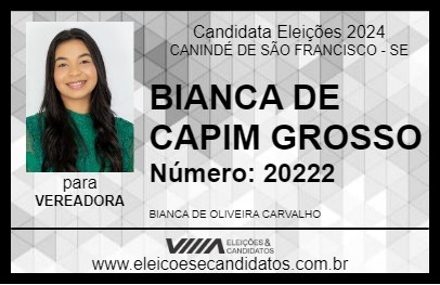 Candidato BIANCA CARVALHO 2024 - CANINDÉ DE SÃO FRANCISCO - Eleições