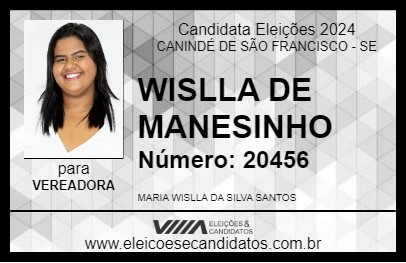 Candidato WISLLA DE MANESINHO 2024 - CANINDÉ DE SÃO FRANCISCO - Eleições