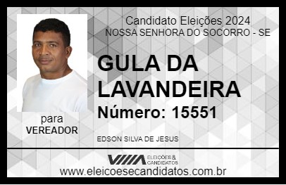 Candidato GULA DA LAVANDEIRA 2024 - NOSSA SENHORA DO SOCORRO - Eleições