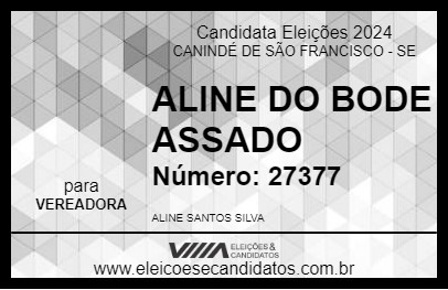 Candidato ALINE DO BODE ASSADO 2024 - CANINDÉ DE SÃO FRANCISCO - Eleições