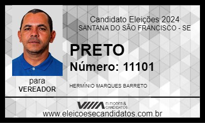 Candidato PRETO 2024 - SANTANA DO SÃO FRANCISCO - Eleições