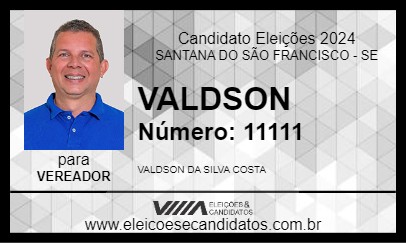 Candidato VALDSON 2024 - SANTANA DO SÃO FRANCISCO - Eleições