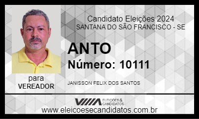 Candidato ANTO 2024 - SANTANA DO SÃO FRANCISCO - Eleições