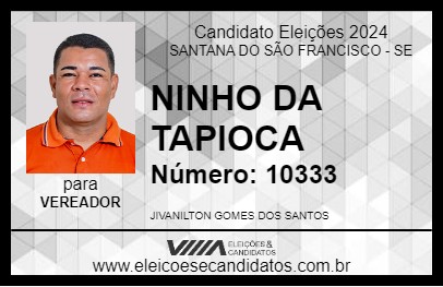 Candidato NINHO DA TAPIOCA 2024 - SANTANA DO SÃO FRANCISCO - Eleições