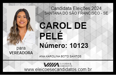 Candidato KAROL DE PELÉ 2024 - SANTANA DO SÃO FRANCISCO - Eleições