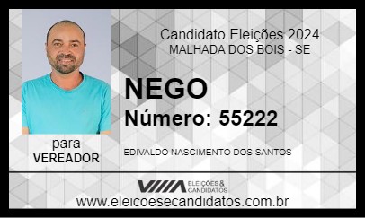 Candidato NEGO 2024 - MALHADA DOS BOIS - Eleições