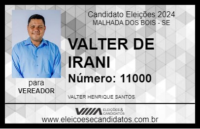 Candidato VALTER DE IRANI 2024 - MALHADA DOS BOIS - Eleições