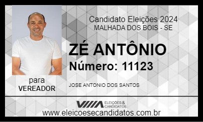 Candidato ZÉ ANTÔNIO 2024 - MALHADA DOS BOIS - Eleições