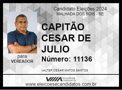 Candidato CAPITÃO CESAR DE JULIO 2024 - MALHADA DOS BOIS - Eleições