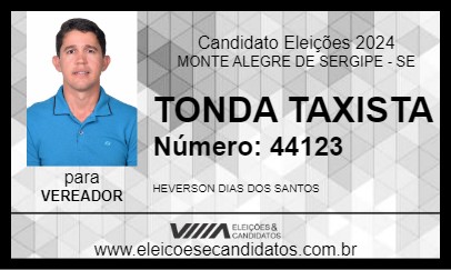 Candidato TONDA TAXISTA 2024 - MONTE ALEGRE DE SERGIPE - Eleições