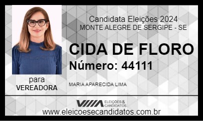 Candidato CIDA DE FLORO 2024 - MONTE ALEGRE DE SERGIPE - Eleições