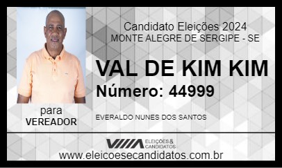 Candidato VAL DE KIM KIM 2024 - MONTE ALEGRE DE SERGIPE - Eleições