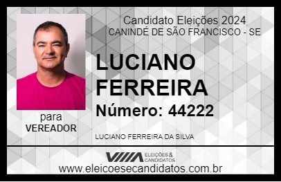 Candidato LUCIANO FERREIRA 2024 - CANINDÉ DE SÃO FRANCISCO - Eleições