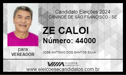 Candidato ZE CALOI 2024 - CANINDÉ DE SÃO FRANCISCO - Eleições