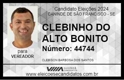 Candidato CLEBINHO DO ALTO BONITO 2024 - CANINDÉ DE SÃO FRANCISCO - Eleições