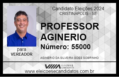 Candidato PROFESSOR AGINERIO 2024 - CRISTINÁPOLIS - Eleições