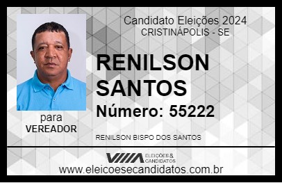 Candidato RENILSON SANTOS 2024 - CRISTINÁPOLIS - Eleições