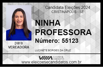 Candidato NINHA PROFESSORA 2024 - CRISTINÁPOLIS - Eleições