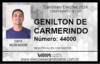 Candidato GENILTON DE CARMERINDO 2024 - CRISTINÁPOLIS - Eleições