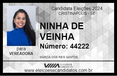 Candidato NINHA DE VEINHA 2024 - CRISTINÁPOLIS - Eleições