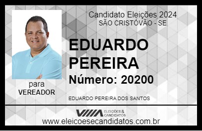 Candidato EDUARDO PEREIRA 2024 - SÃO CRISTÓVÃO - Eleições